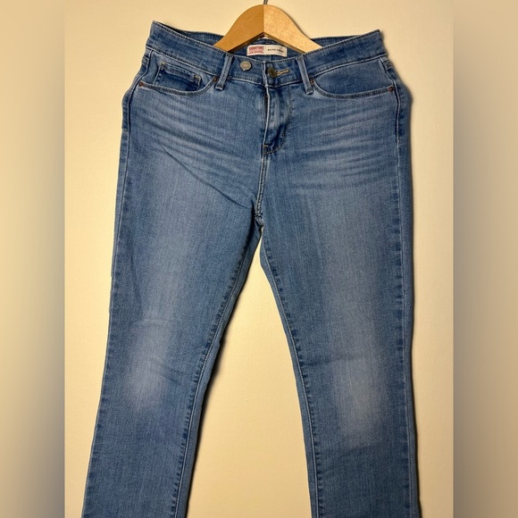 Signature Levis Strauss Womens Pants Mid Rise Straight Blue Jeans Denim 6M-W28 - Picture 4 of 16